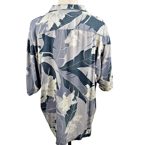 Tommy Bahama Men's XL 100% Silk Neutral Hawaiian SS Button Down Shirt Tropical - Picture 3 of 7